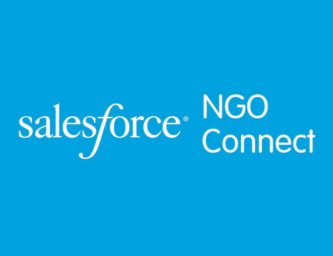 Blue background with salesforce and NGO Connect logos.