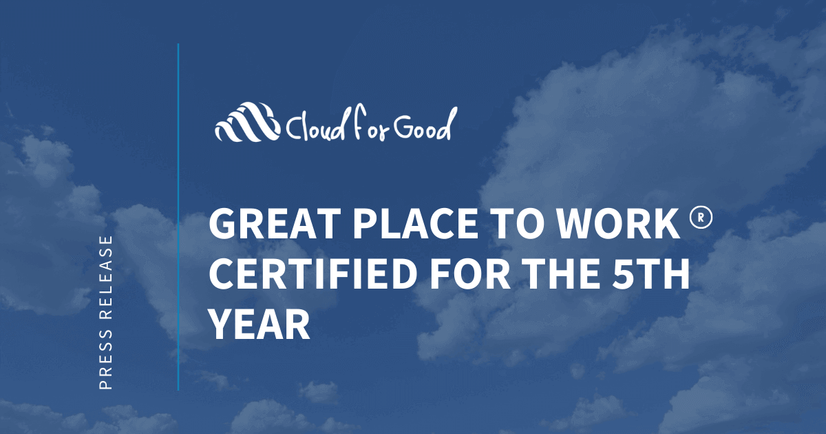 Cloud for Good Named a Great Place to Work® for 5th Year