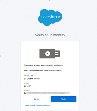 Marketing Cloud Multi-Factor Authentication Security Options - Security Key Identify Verification
