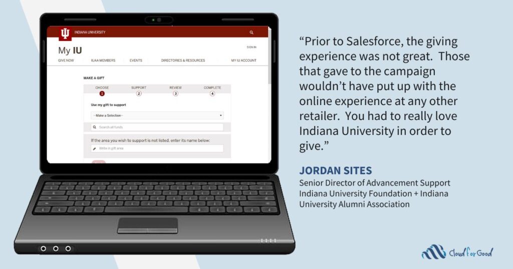 Indiana University Advancement success story MyIU.org screenshot