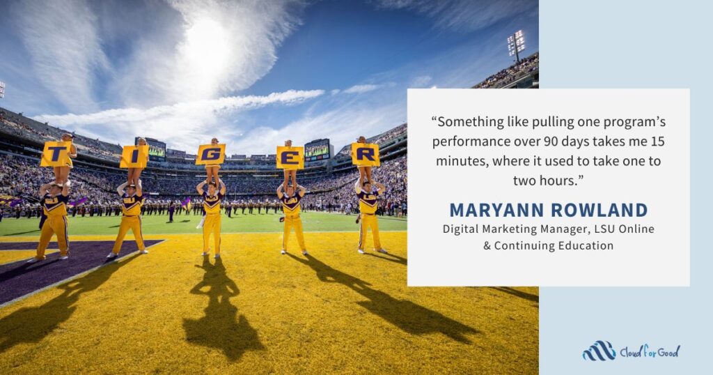 How Louisiana State University Online & Continuing Education drives data-backed decisions with Marketing Cloud Intelligence (Datorama) success story quote 2