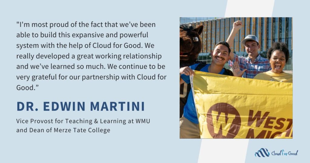 Cloudf or Good 2023 Customer Success Story Leveraging Salesforce for Student Success to Empower Students + Staff at Western Michigan University Screenshot 2