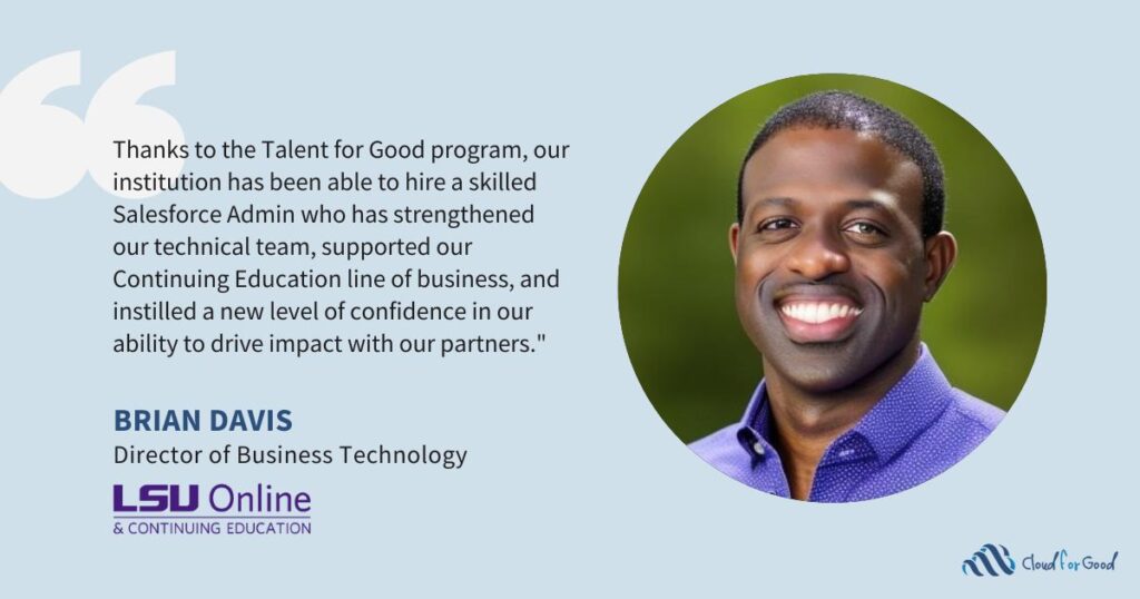 Cloud for Good 2023 Talent for Good Workforce Development for the Next Generation of Salesforce Admins Quote 1