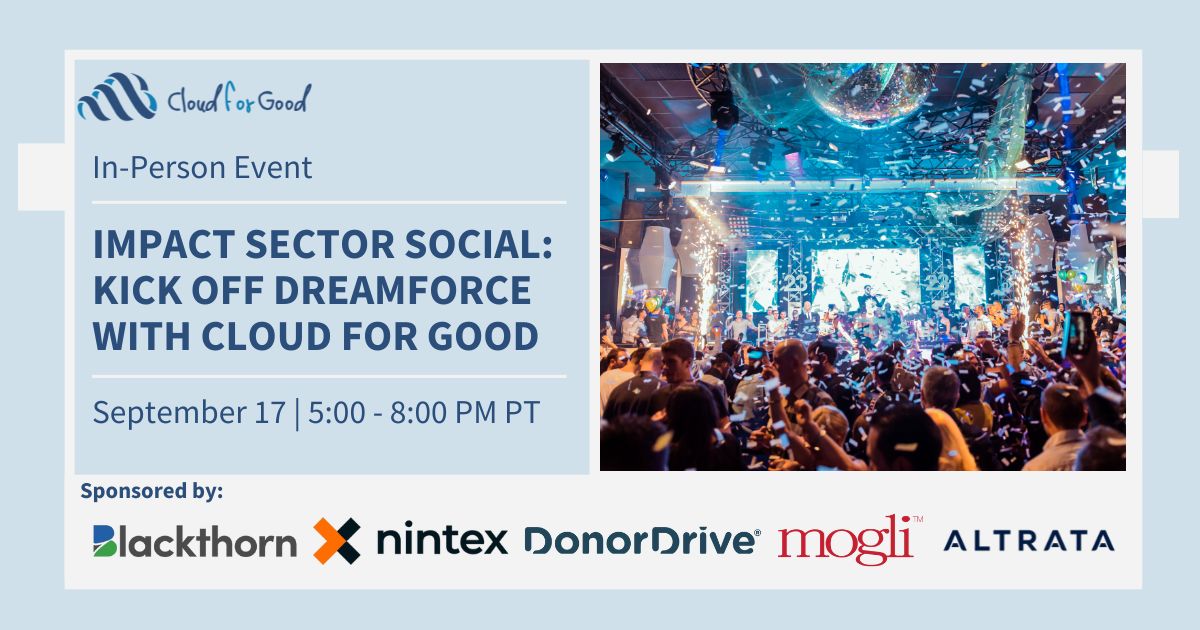 promotional ad for dreamforce social hour featuring 5 sponsors logos