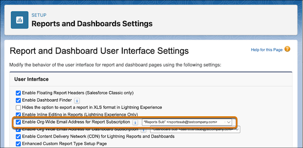 Org-Wide Email Address for Report Subscriptions