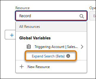 Resource menu with the Entire Search (Beta) button highlighted.