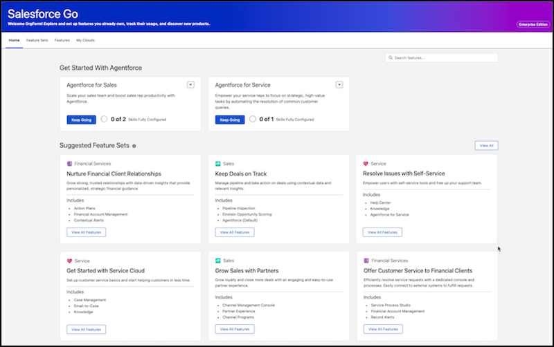 Salesforce Go home page
