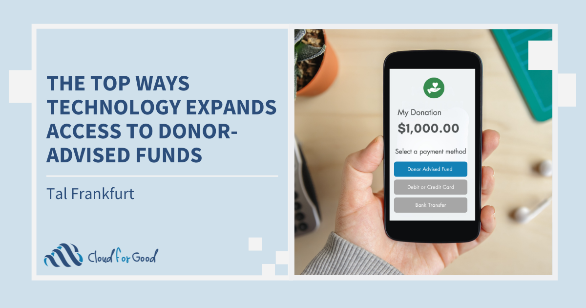 A mobile phone interface of a donor-advised fund application