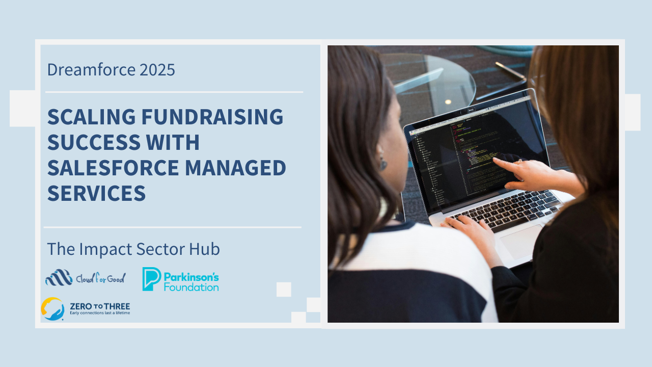 two people at a laptop image promoting a dreamforce event