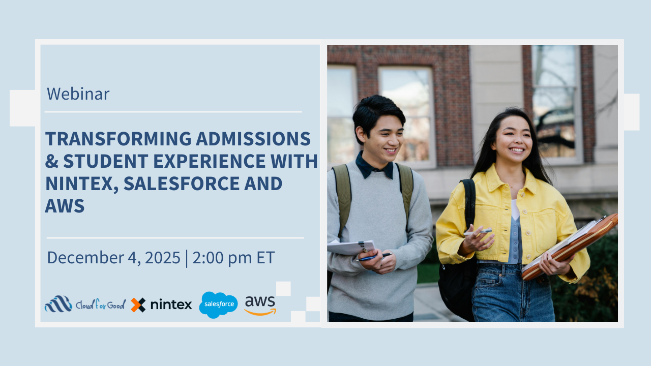 picture of a promotion for a webinar Transforming Admissions & Student Experience with Nintex and Salesforce