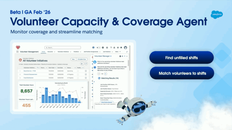 Announcing Volunteer Capacity and Coverage Agent - Nonprofit Keynote at Dreamforce 2025