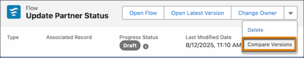 Compare Flow Versions to Track Changes