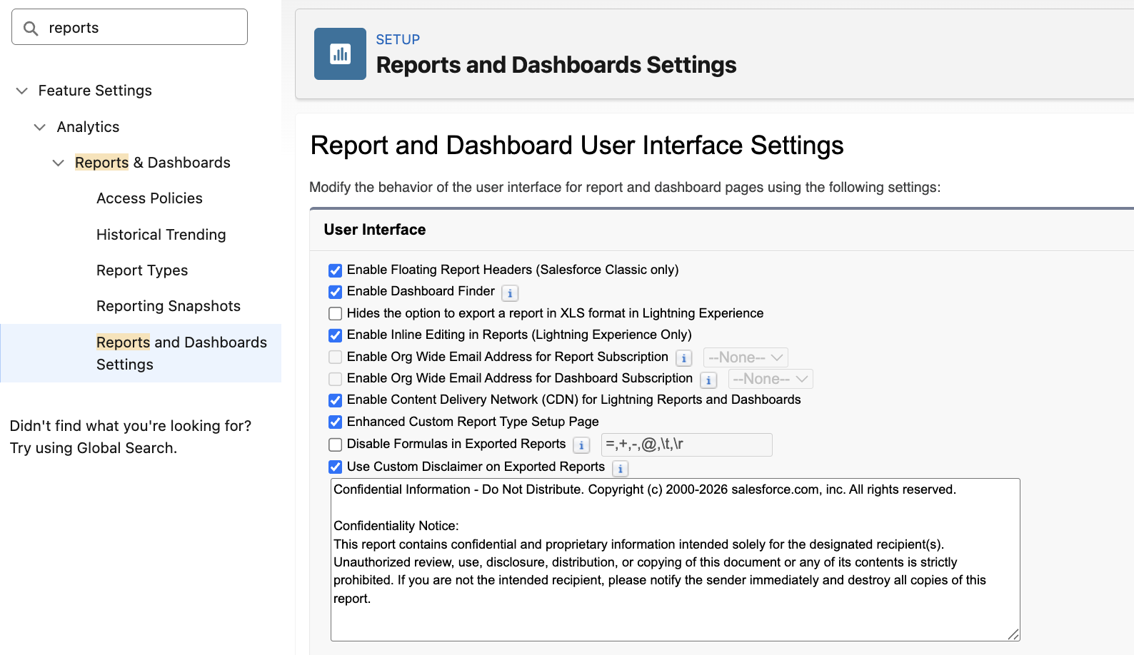 Custom Disclaimer on Reports