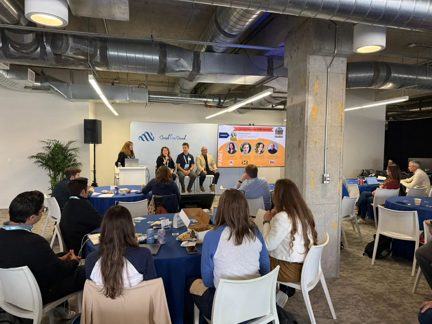 Conference attendees participating in a Salesforce-focused engagement and learning session