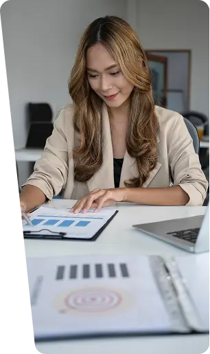 Student applicant reviewing academic and extracurricular application data on a tablet